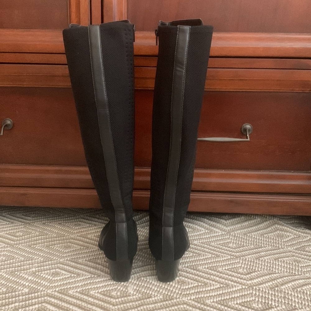 Black Leather Knee High Boots - Picture 4 of 12
